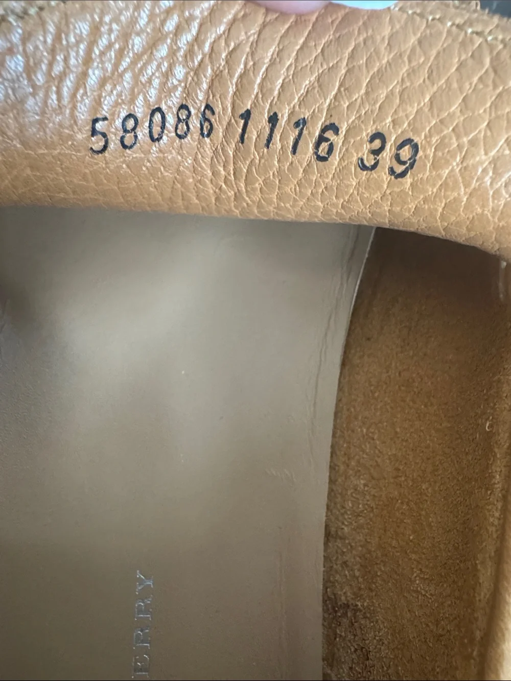 Burberry Tan Pebbled Leather Slip-On Loafers